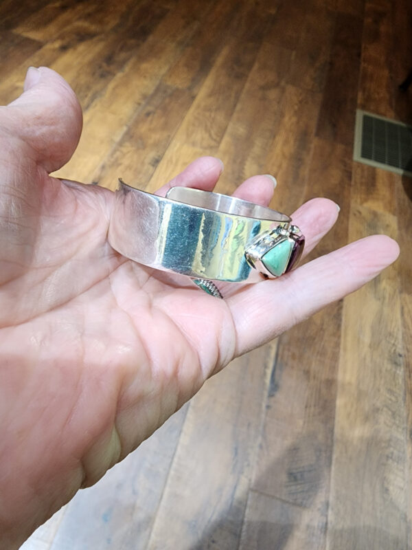 Purple Spiny Oyster and Variscite Cuff Bracelet