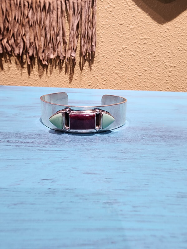 Purple Spiny Oyster and Variscite Cuff Bracelet
