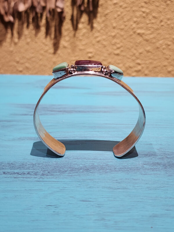 Purple Spiny Oyster and Variscite Cuff Bracelet