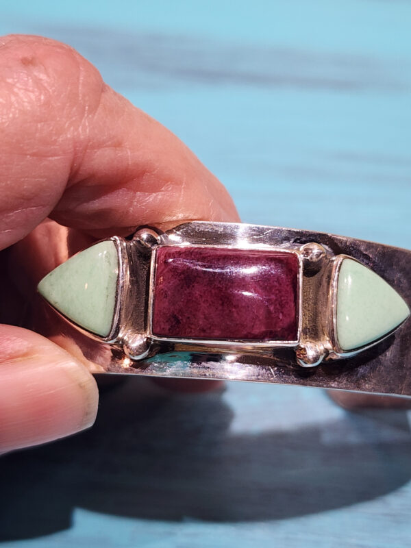 Purple Spiny Oyster and Variscite Cuff Bracelet