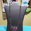 Pink Dahlia Pendant with Handmade Paperclip Chain