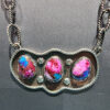 Pink Dahlia Pendant with Handmade Paperclip Chain