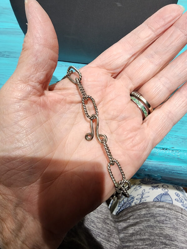 Pink Dahlia Pendant with Handmade Paperclip Chain