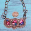 Pink Dahlia Pendant with Handmade Paperclip Chain