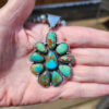 Carol Wylie High Grade Royston Turquoise Cluster Pendant, Signed