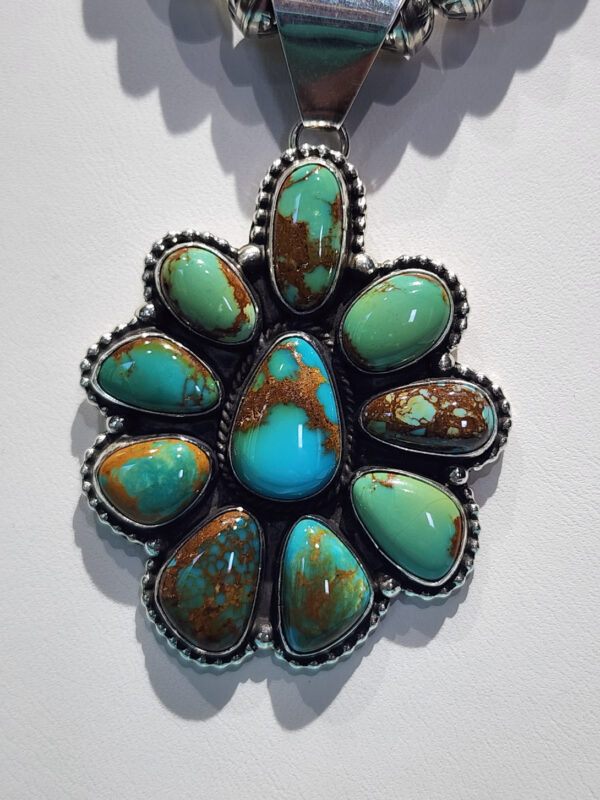 Carol Wylie High Grade Royston Turquoise Cluster Pendant, Signed