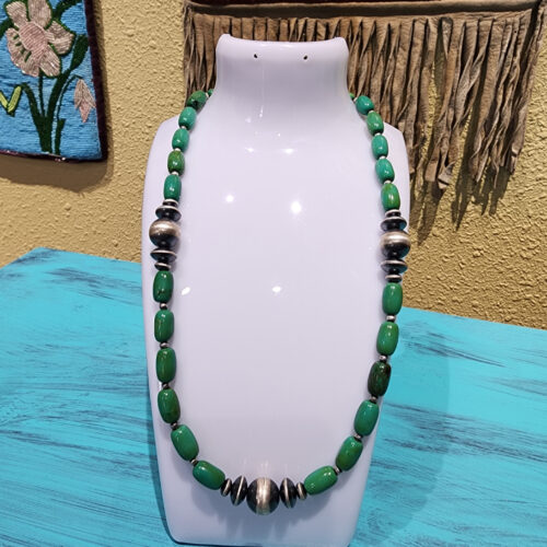 Royston Turquoise and Sterling Silver Bead Strand and Bracelet