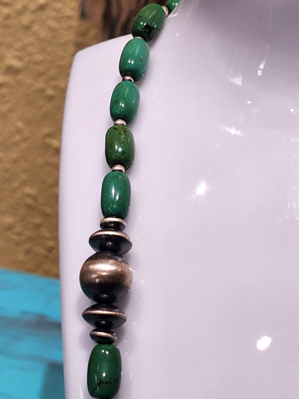 Royston Turquoise and Sterling Silver Bead Strand and Bracelet