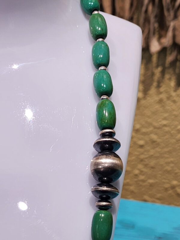Royston Turquoise and Sterling Silver Bead Strand and Bracelet