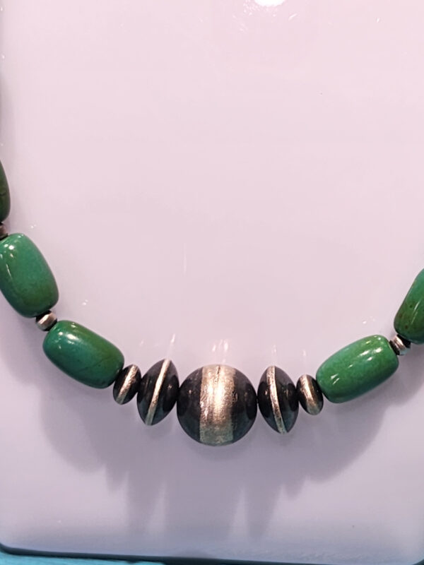 Royston Turquoise and Sterling Silver Bead Strand and Bracelet