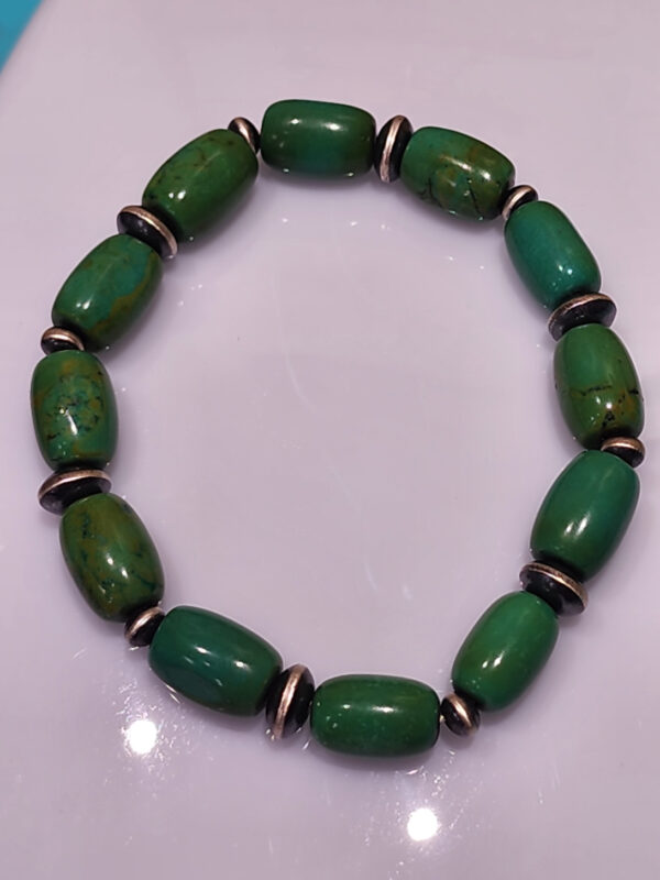 Royston Turquoise and Sterling Silver Bead Strand and Bracelet