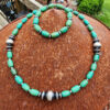 Royston Turquoise and Sterling Silver Bead Strand and Bracelet