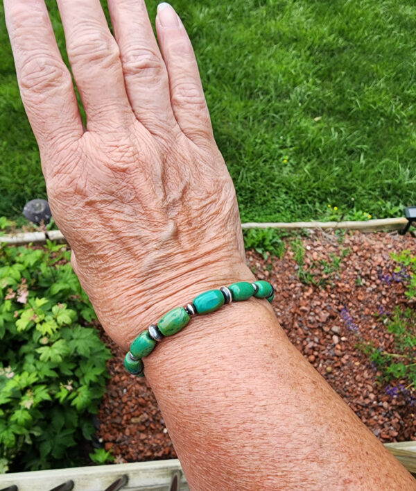 Royston Turquoise and Sterling Silver Bead Strand and Bracelet