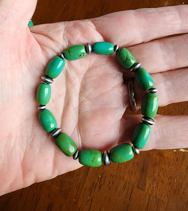 Royston Turquoise and Sterling Silver Bead Strand and Bracelet