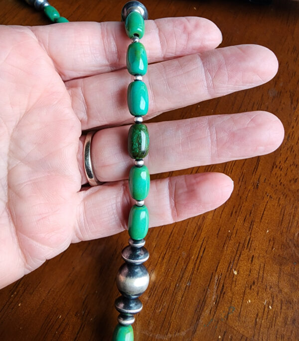 Royston Turquoise and Sterling Silver Bead Strand and Bracelet