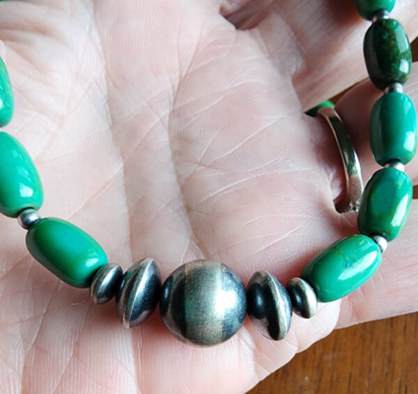 Royston Turquoise and Sterling Silver Bead Strand and Bracelet
