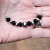 Black Onyx Bar Necklace with Sterling Silver Oxybeads