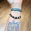 Black Onyx Bar Necklace with Sterling Silver Oxybeads