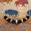 Black Onyx Bar Necklace with Sterling Silver Oxybeads