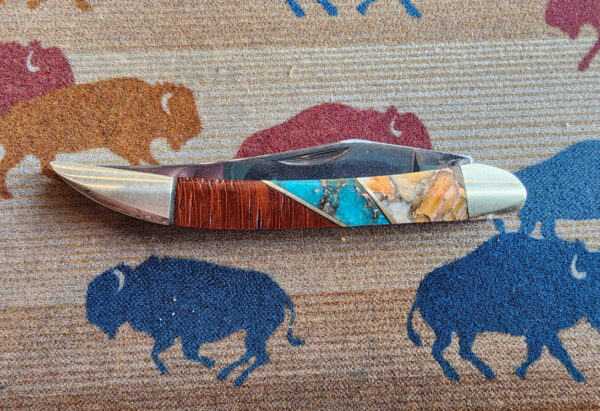 Turquoise and Spiny Oyster Inlay Pocketknife