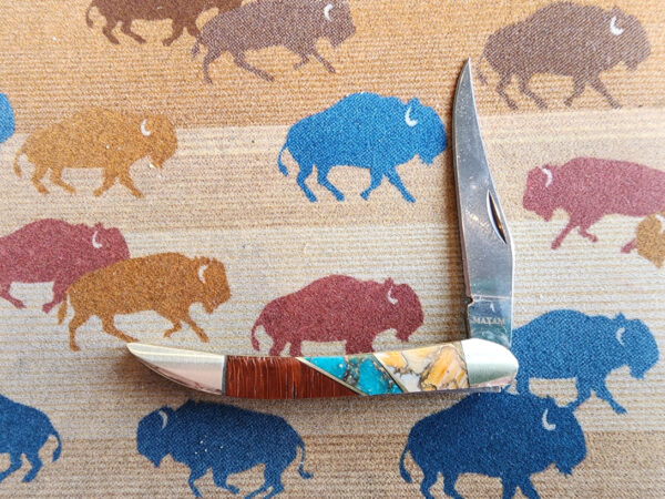 Turquoise and Spiny Oyster Inlay Pocketknife