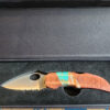 Turquoise and Orange Spiny Oyster Inlay Pocketknife with Clip