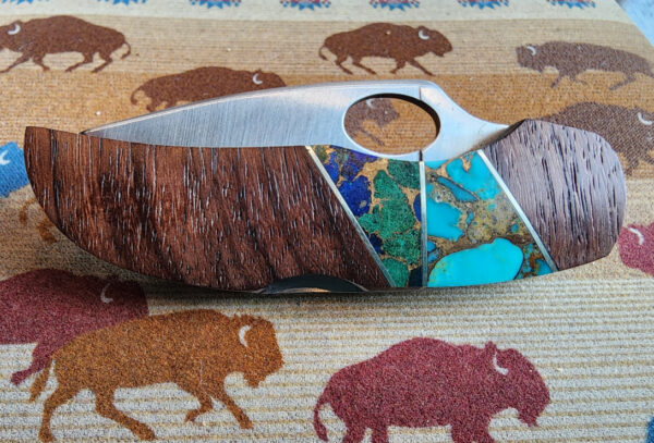 Turquoise and Blue Lapis Inlay Pocketknife with Clip