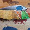 Gaspeite and Orange Spiny Oyster Inlay Pocketknife with Clip