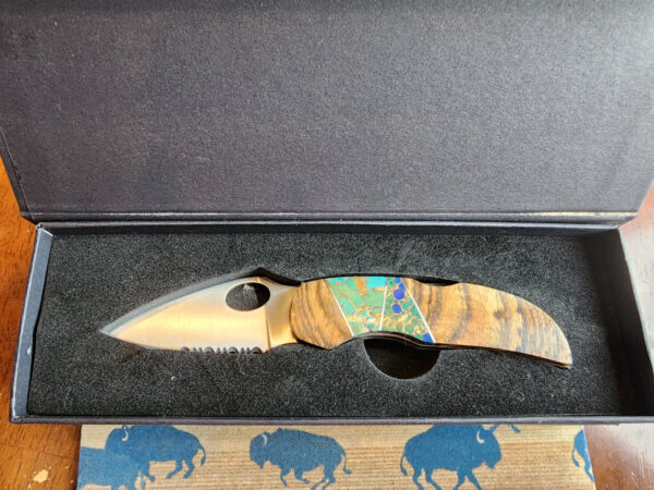 Turquoise and Blue Lapis Inlay Pocketknife with Clip