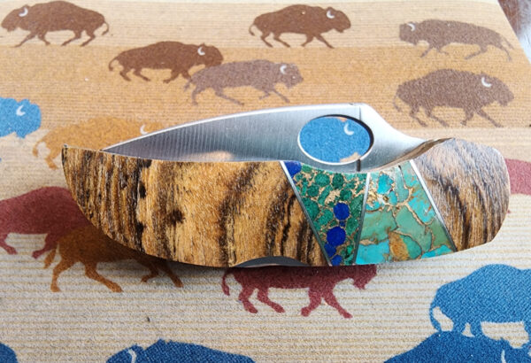 Turquoise and Blue Lapis Inlay Pocketknife with Clip