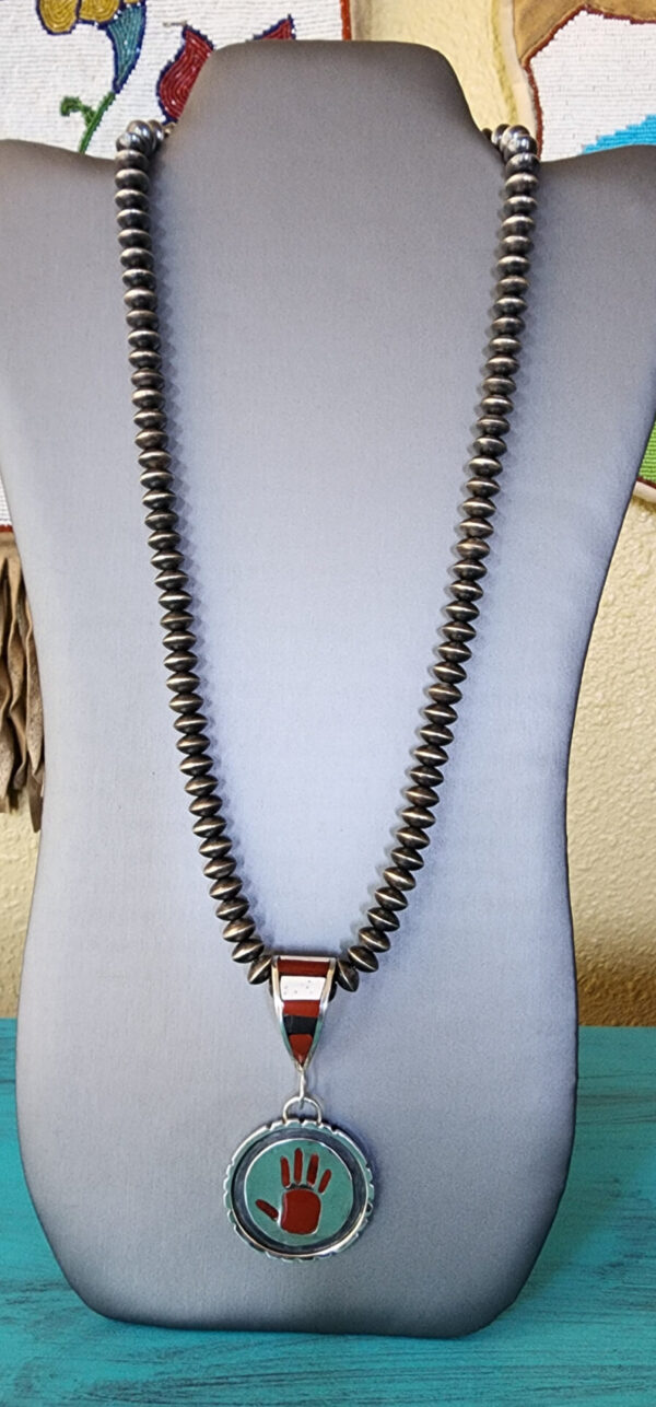 Red Jasper Inlaid Hand Pendant