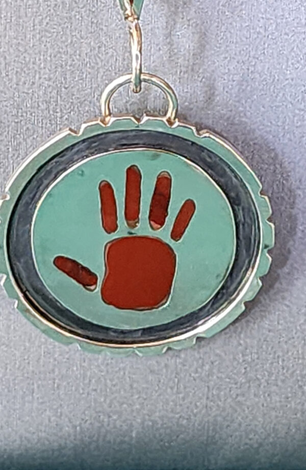 Red Jasper Inlaid Hand Pendant