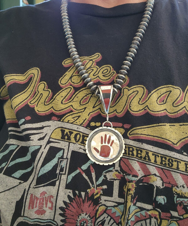 Red Jasper Inlaid Hand Pendant