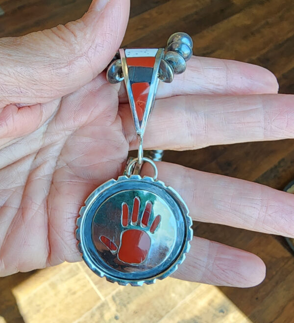 Red Jasper Inlaid Hand Pendant