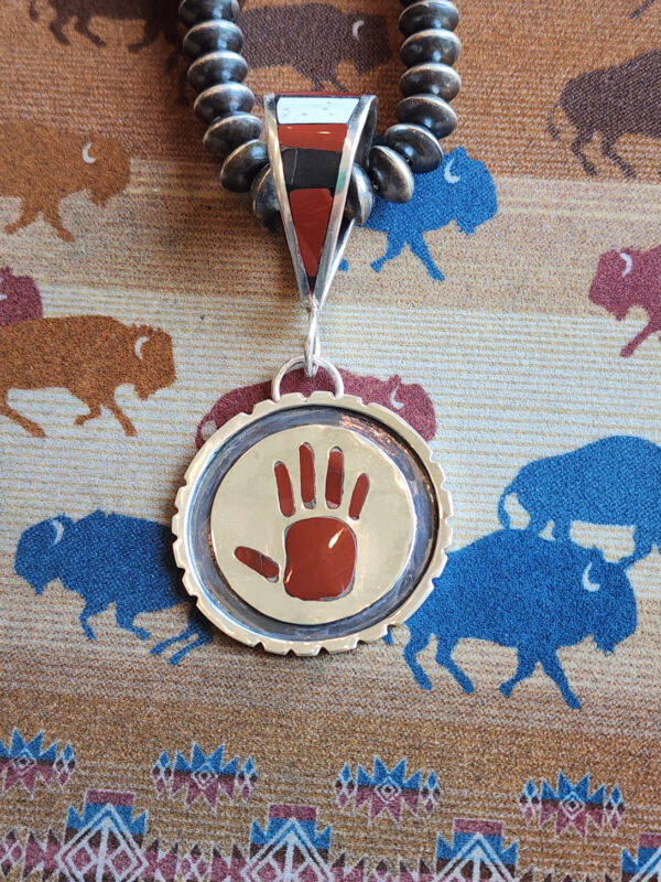 Red Jasper Inlaid Hand Pendant