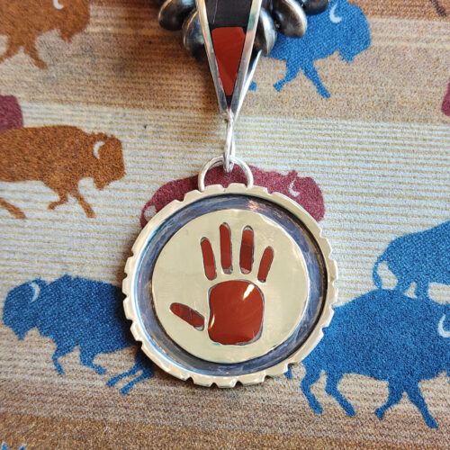 Red Jasper Inlaid Hand Pendant