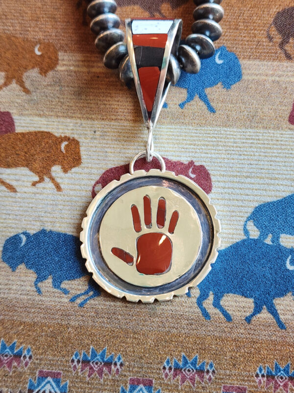 Red Jasper Inlaid Hand Pendant