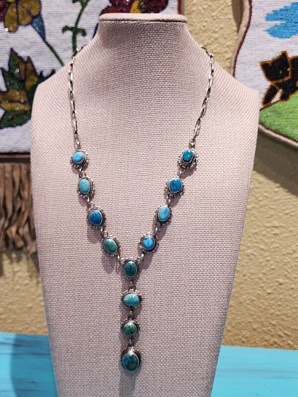 Richard Begay Lariat Necklace, Kingman Turquoise Sampler