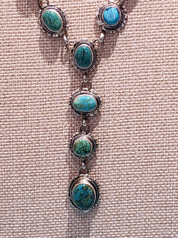 Richard Begay Lariat Necklace, Kingman Turquoise Sampler