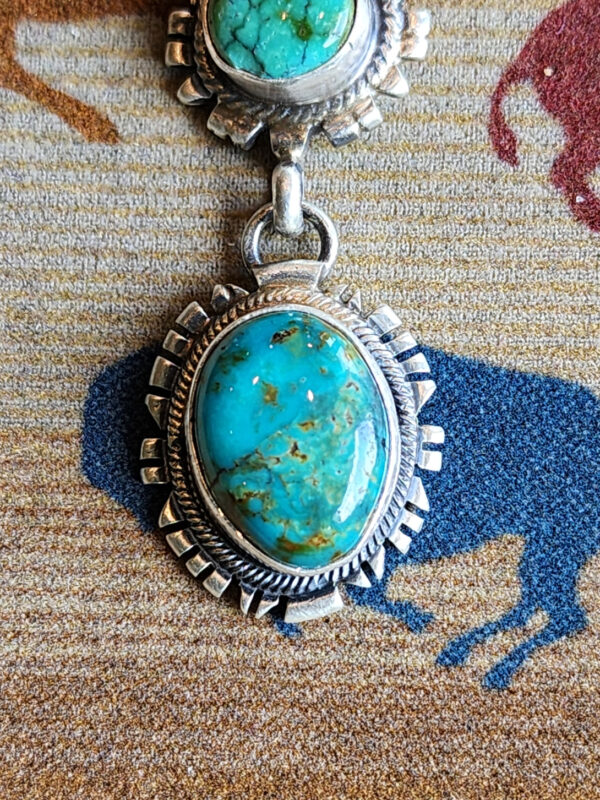 Richard Begay Lariat Necklace, Kingman Turquoise Sampler
