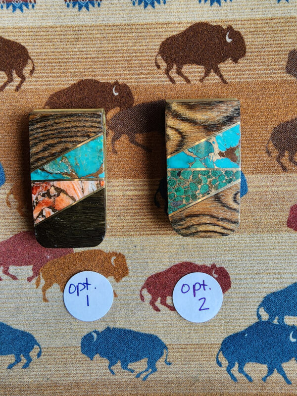 Money Clips with Inlaid Spiny Oyster and Turquoise