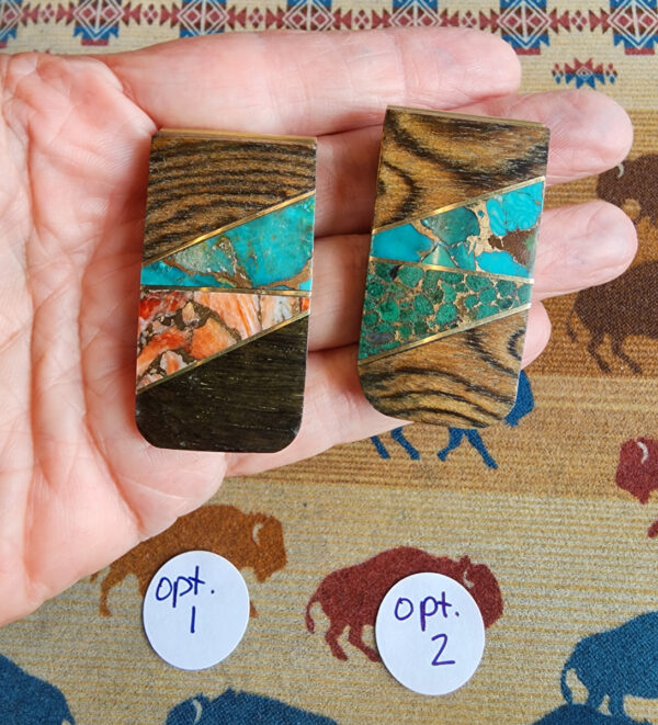 Money Clips with Inlaid Spiny Oyster and Turquoise