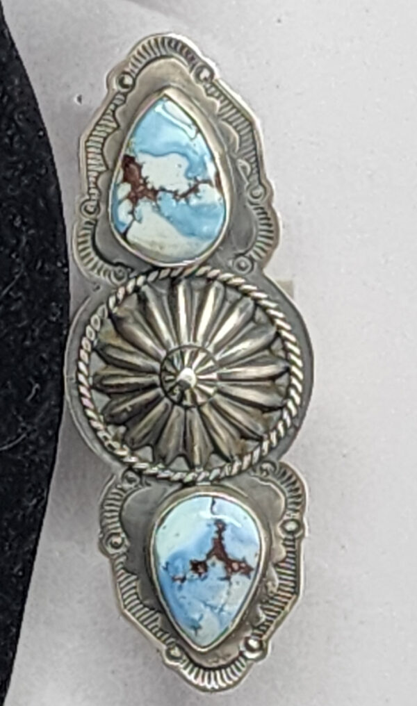 Joe Piaso, Jr. size 8 Ring with Golden Hills Turquoise