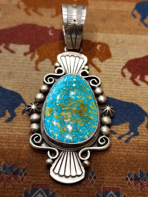 Daniel Benally Signed Pendant, HIGH GRADE Royston Turquoise