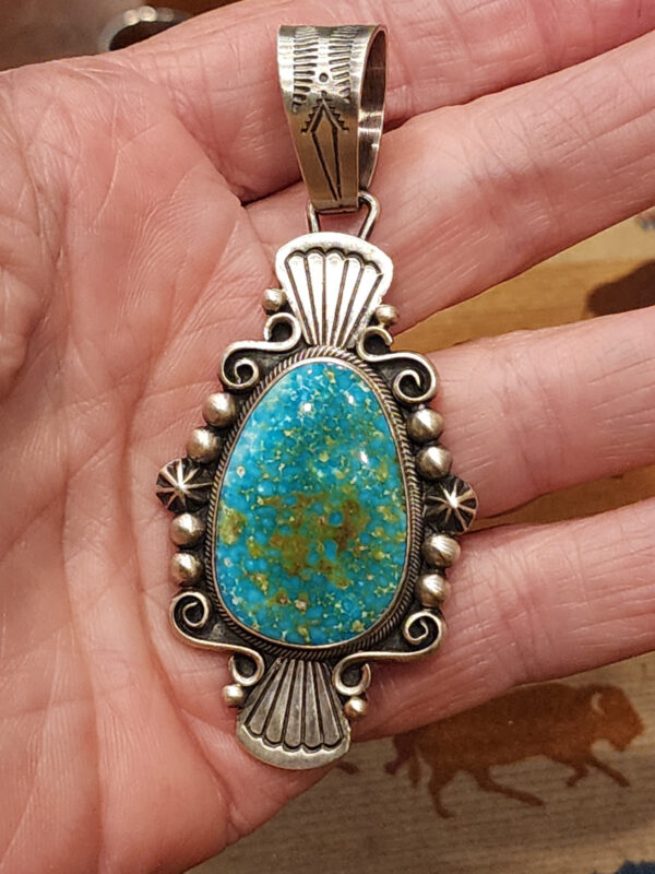Daniel Benally Signed Pendant, HIGH GRADE Royston Turquoise