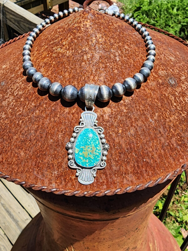 Daniel Benally Signed Pendant, HIGH GRADE Royston Turquoise