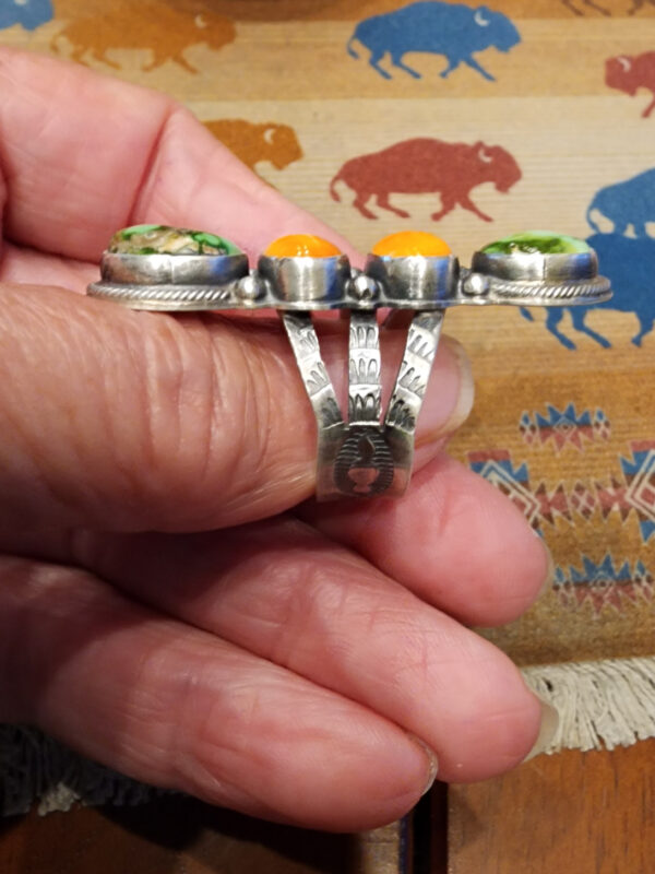 Jackson Hoskie Handmade Ring, Spiny Oyster and Sonoran Gold