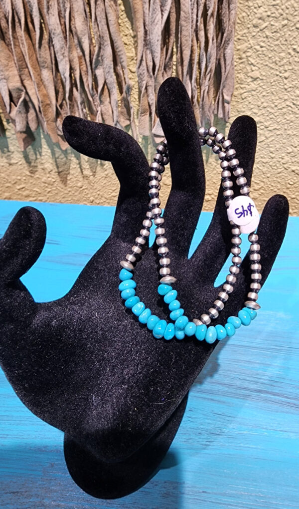 Sleeping Beauty and Sterling Silver Stretch Bracelet