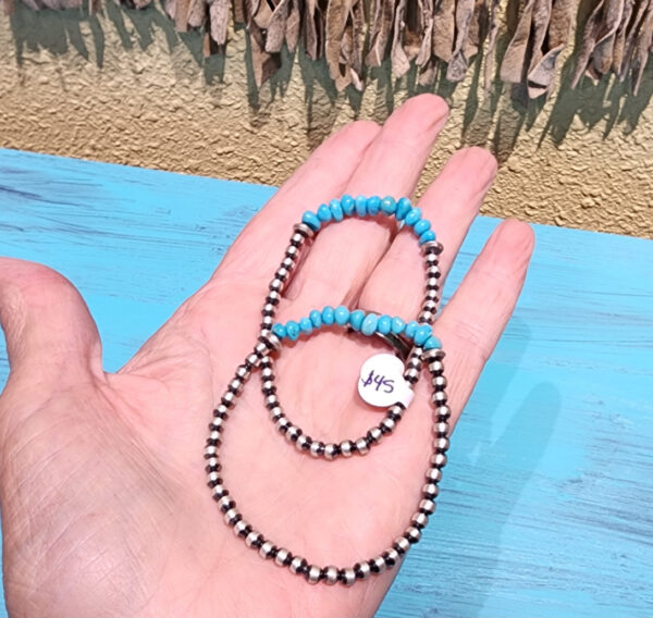 Sleeping Beauty and Sterling Silver Stretch Bracelet