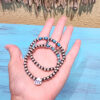 Red Skin Turquoise and Sterling Silver Stretch Bracelet
